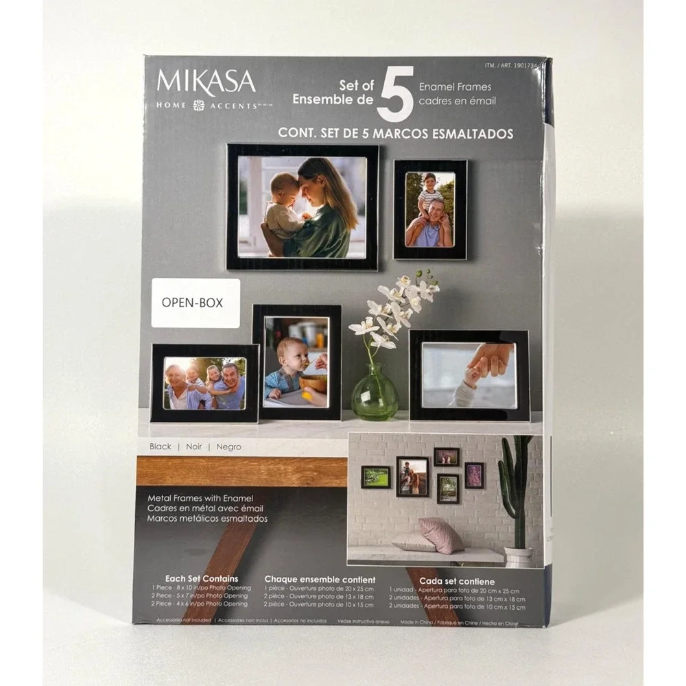 Mikasa Home Accents Set of 5 Black Enamel Photo Picture Frames – New Home Decor